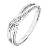 Round Diamond Crossover Eternity Pave Set Ring in UK Hallmarked 9ct White Gold